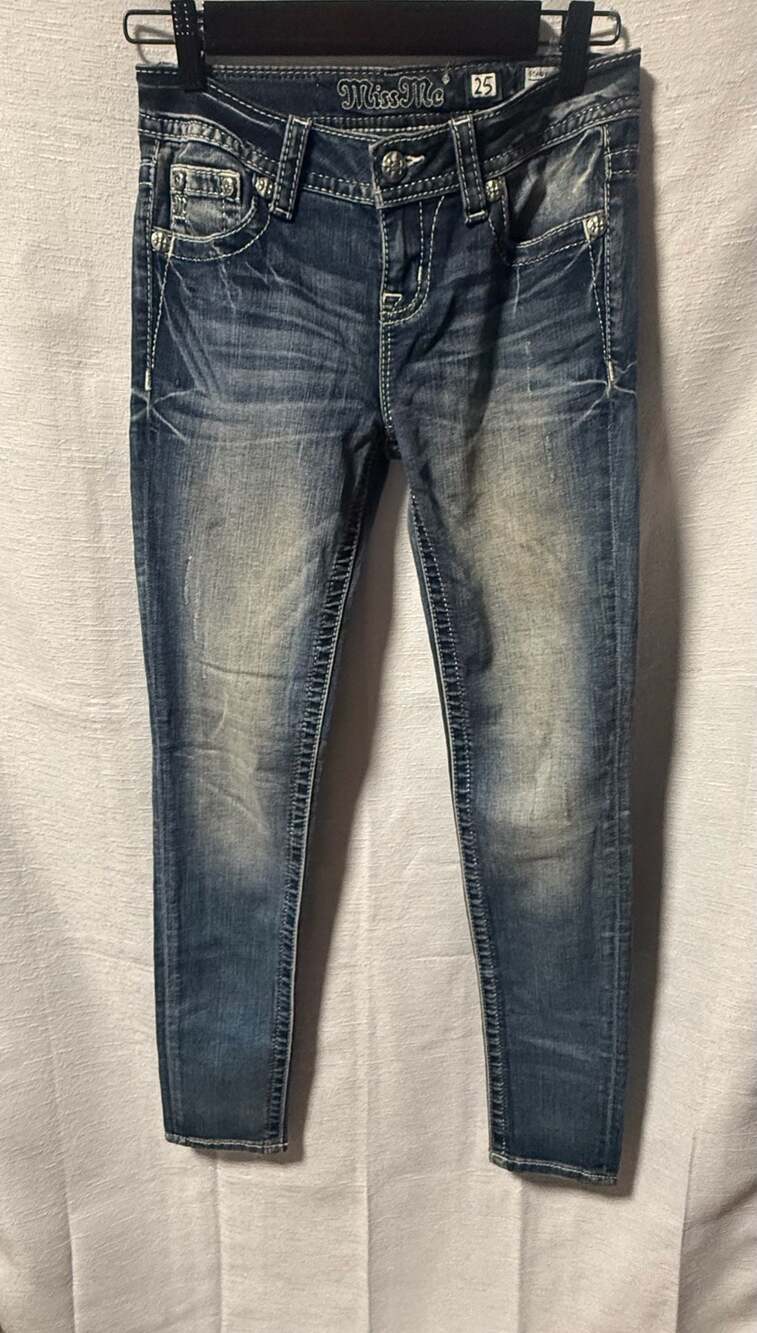 Miss Me Standard Skinny Embroidered Pocket Jeans Size 25